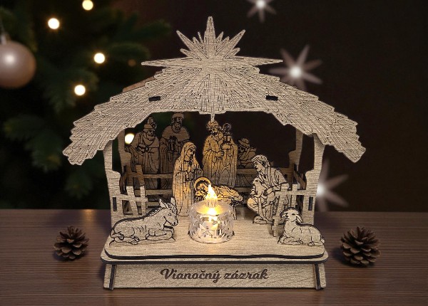 Dřevěný vyřezávaný betlém – Se stříškou