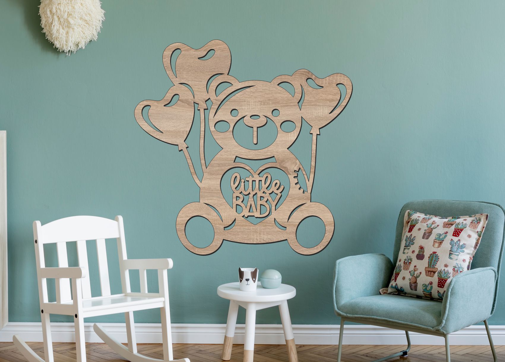 Dřevěný obrázek do dětského pokoje – Medvídek Little Baby