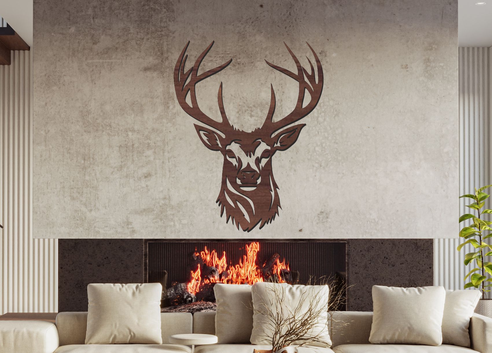 Dřevěný obraz – Hlava jelena