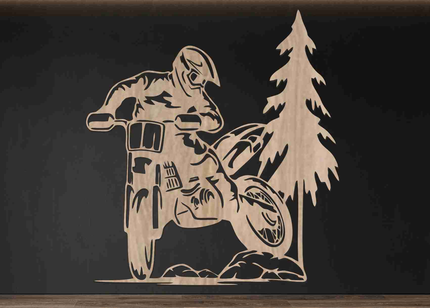 Dřevěný obraz na zeď – MotoCross obraz