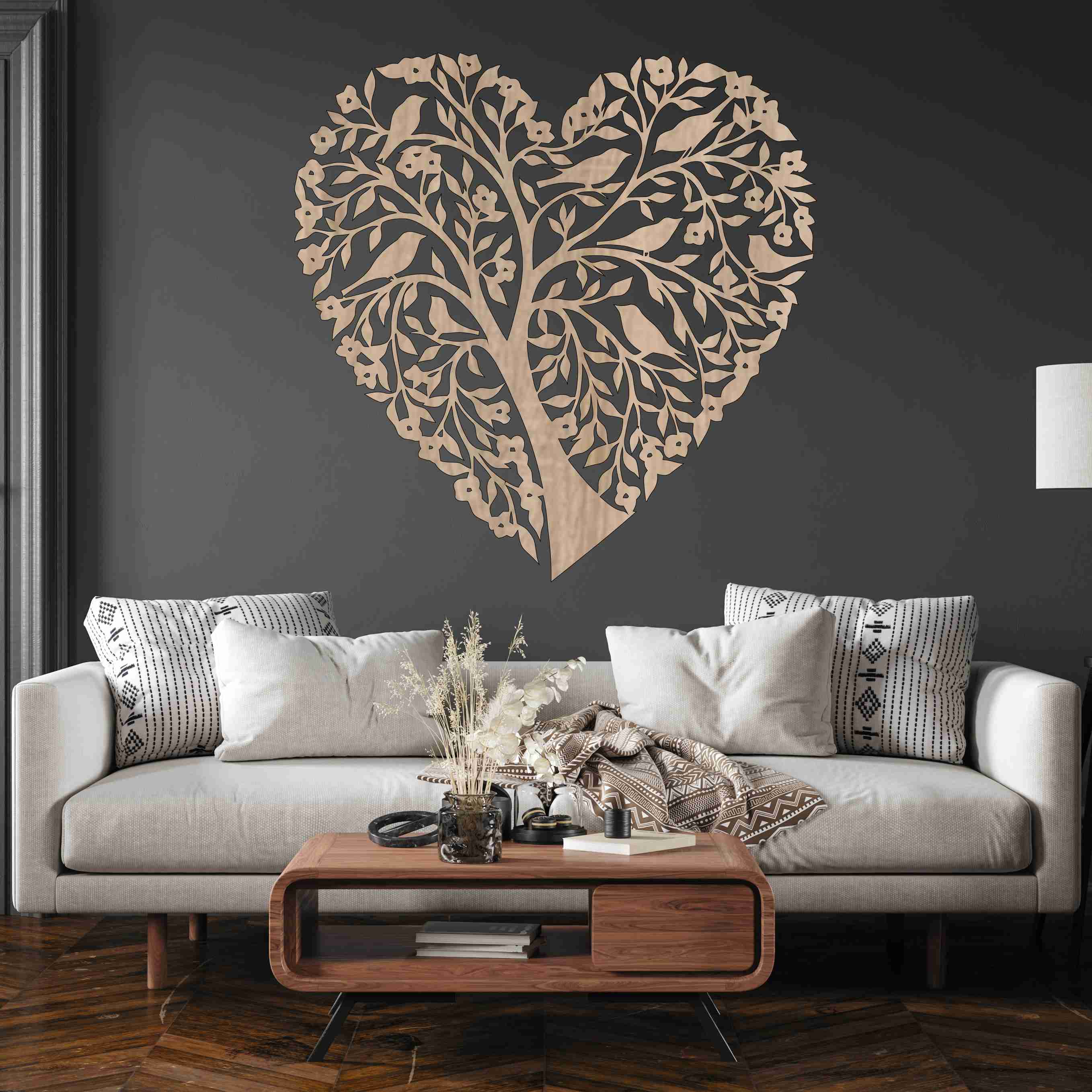 Dřevěný strom života na zeď - Srdce