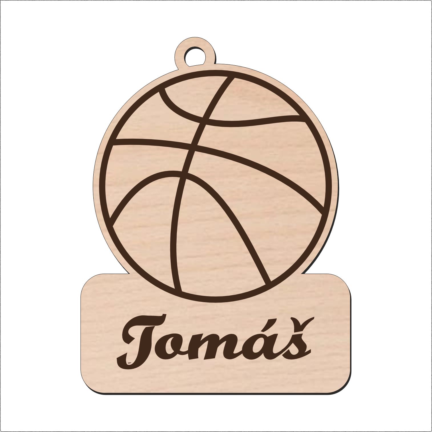 Dřevěná klíčenka - Basketbalový míč se jménem