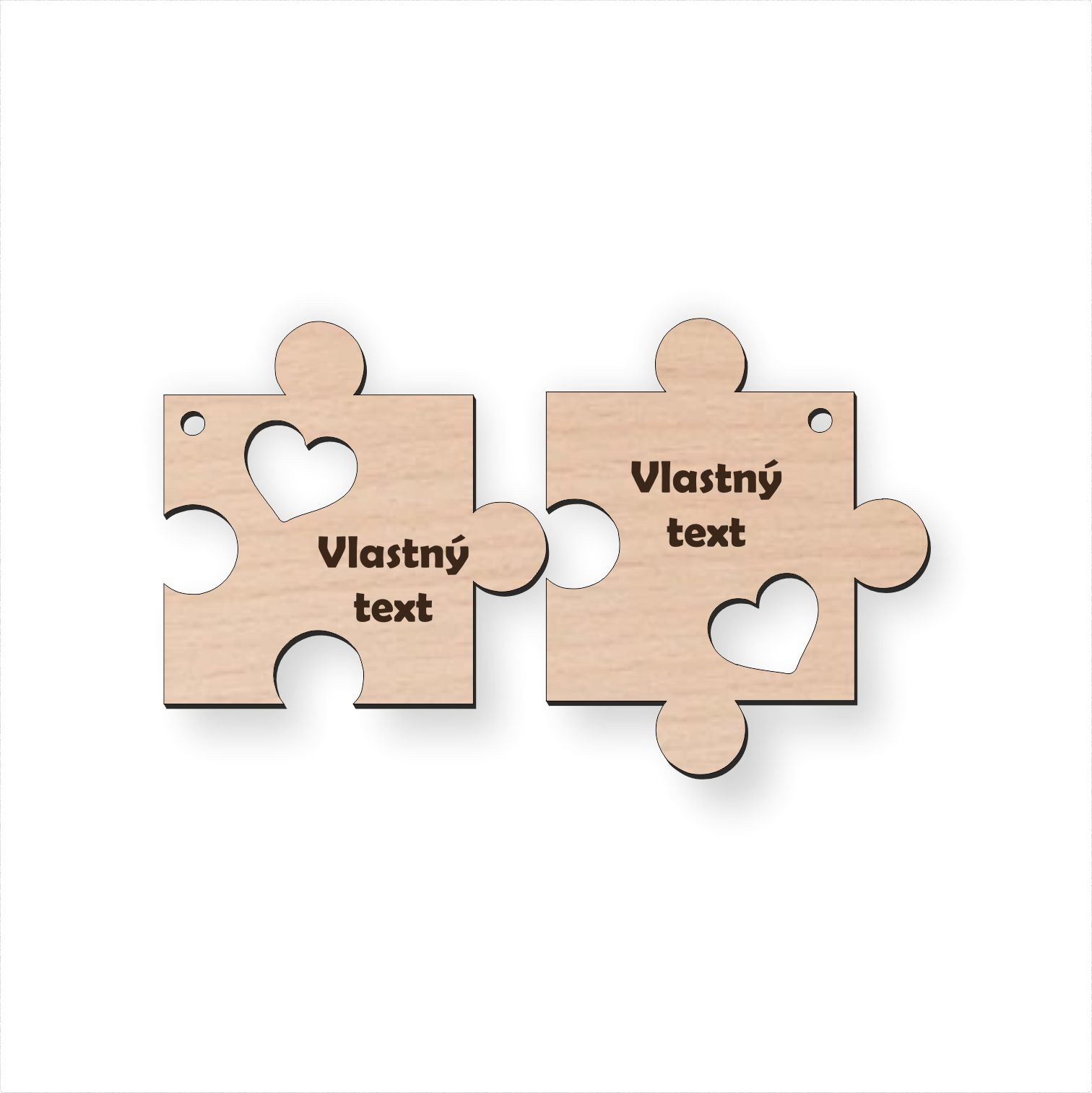 Personalizovaný dřevěný přívěsek pro pár – puzzle srdce s vlastním textem