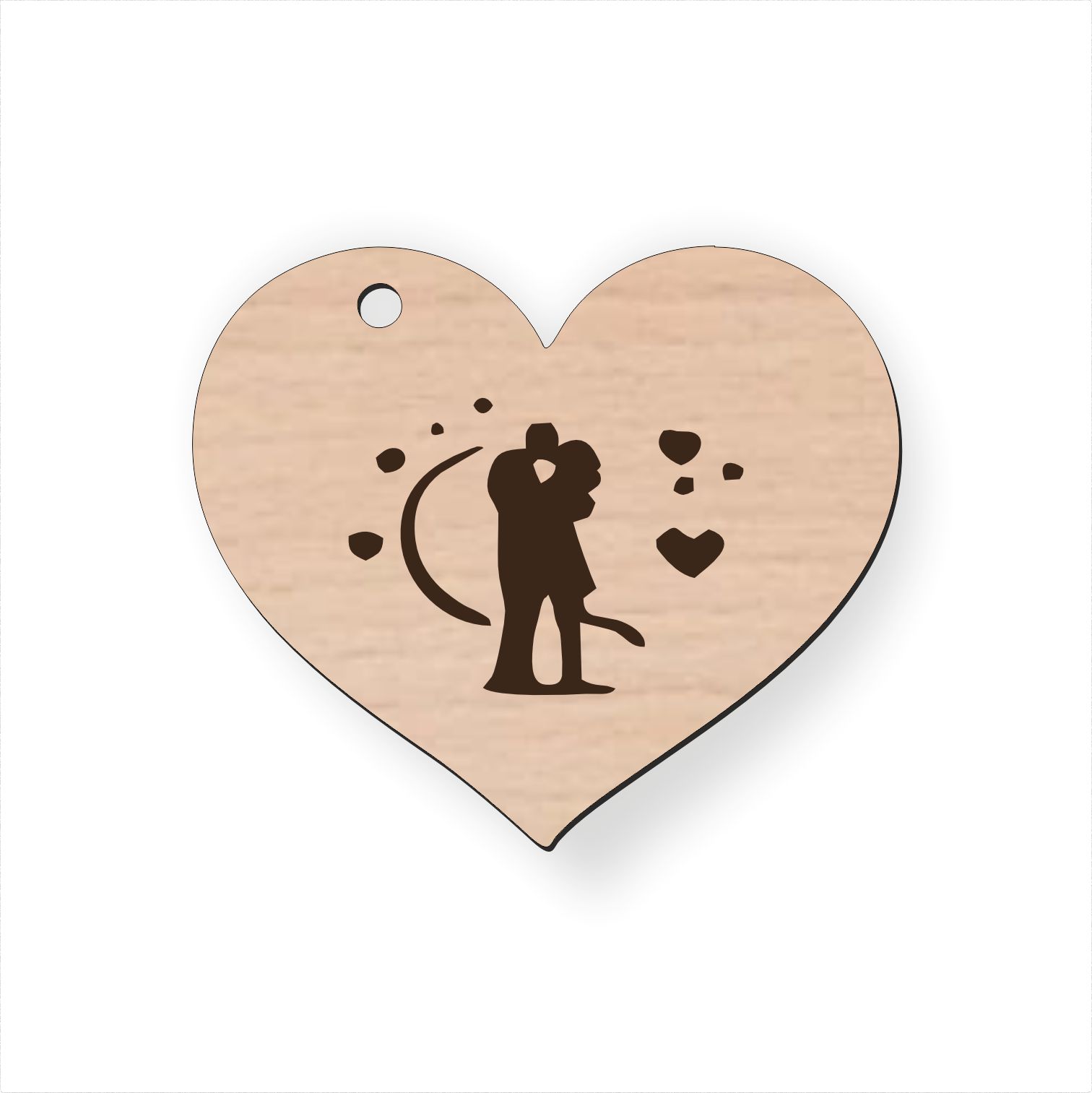 Dřevěná klíčenka pro zamilované - srdce s párem