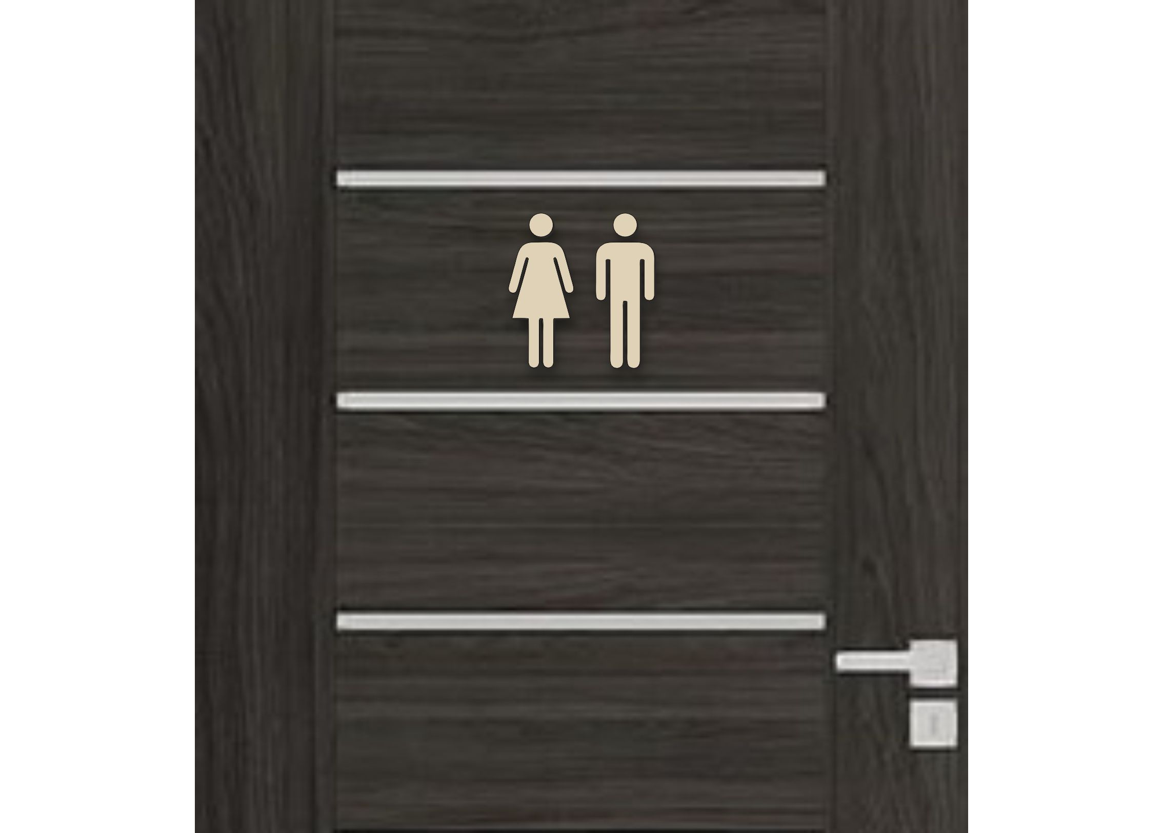 Dřevěná tabulka na WC - žena a muž symbol