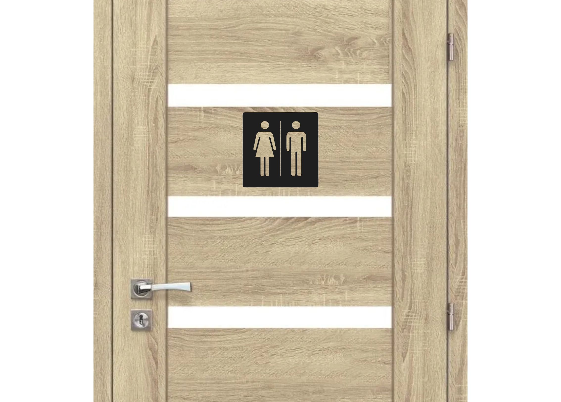 Dřevěná tabulka na WC - čtvercové označení žena a muž