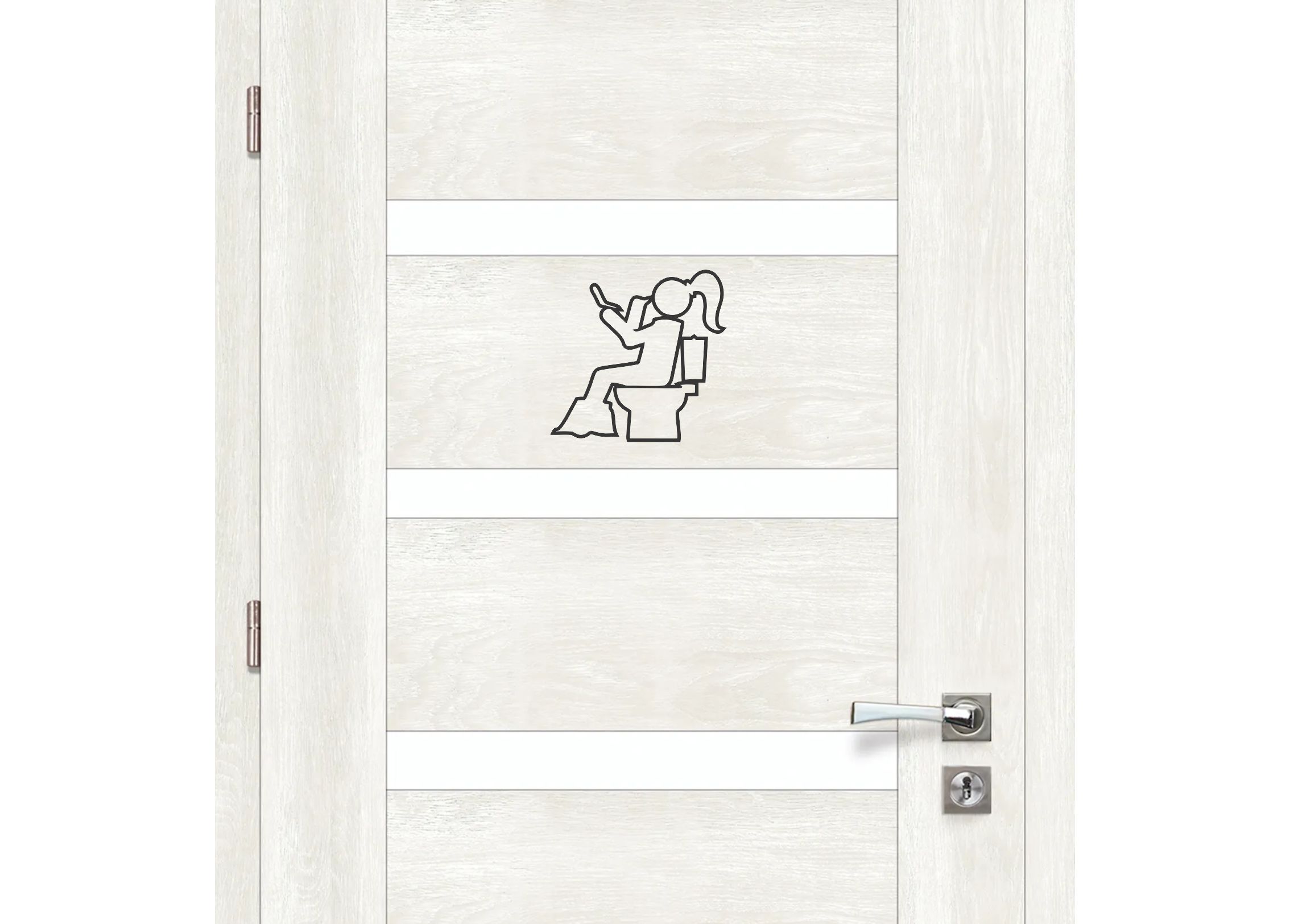 Dřevěná tabulka na WC - žena na toaletě