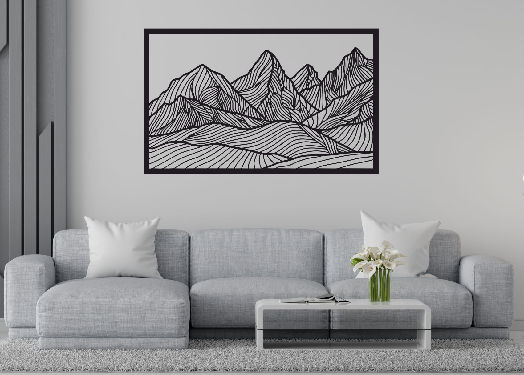 Dřevěný obraz – Linie hor