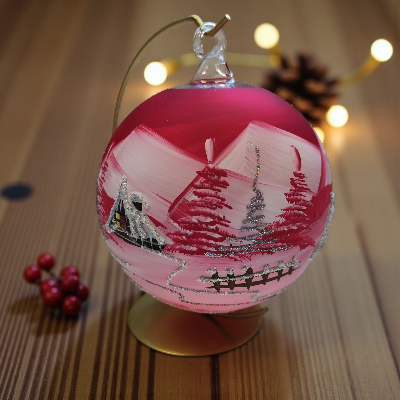 Skleněná koule na svíčku - červená matná