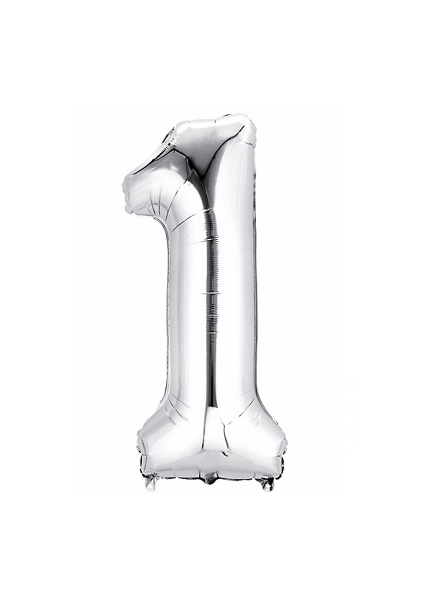 Balón fóliový stříbrný číslo 1 - 106 cm