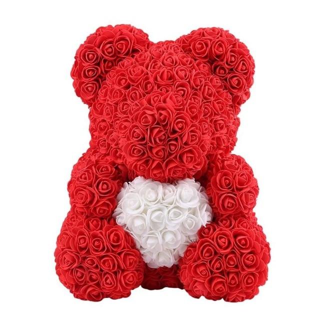 Medvídek z růží - červený 40 cm