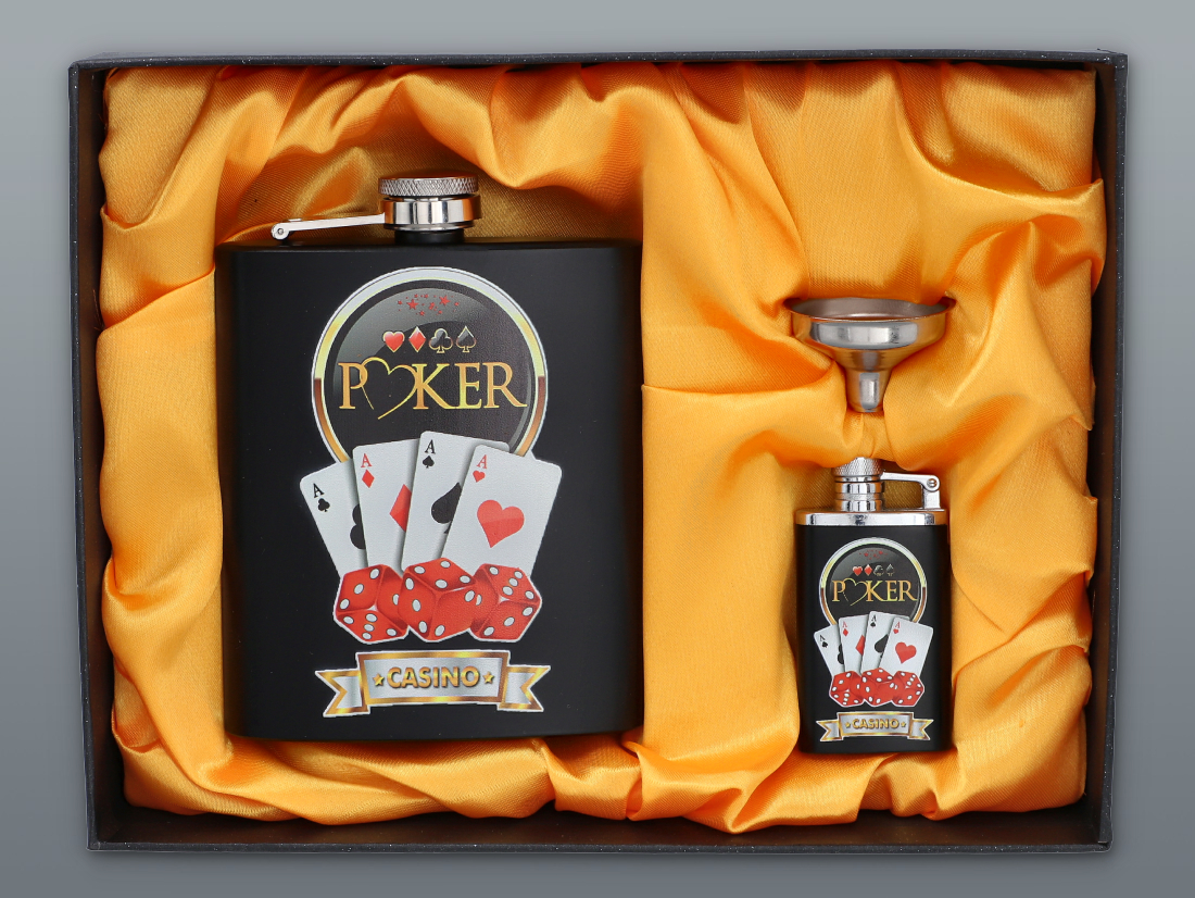 Souprava POKER placatka 210 ml se zapalovačem