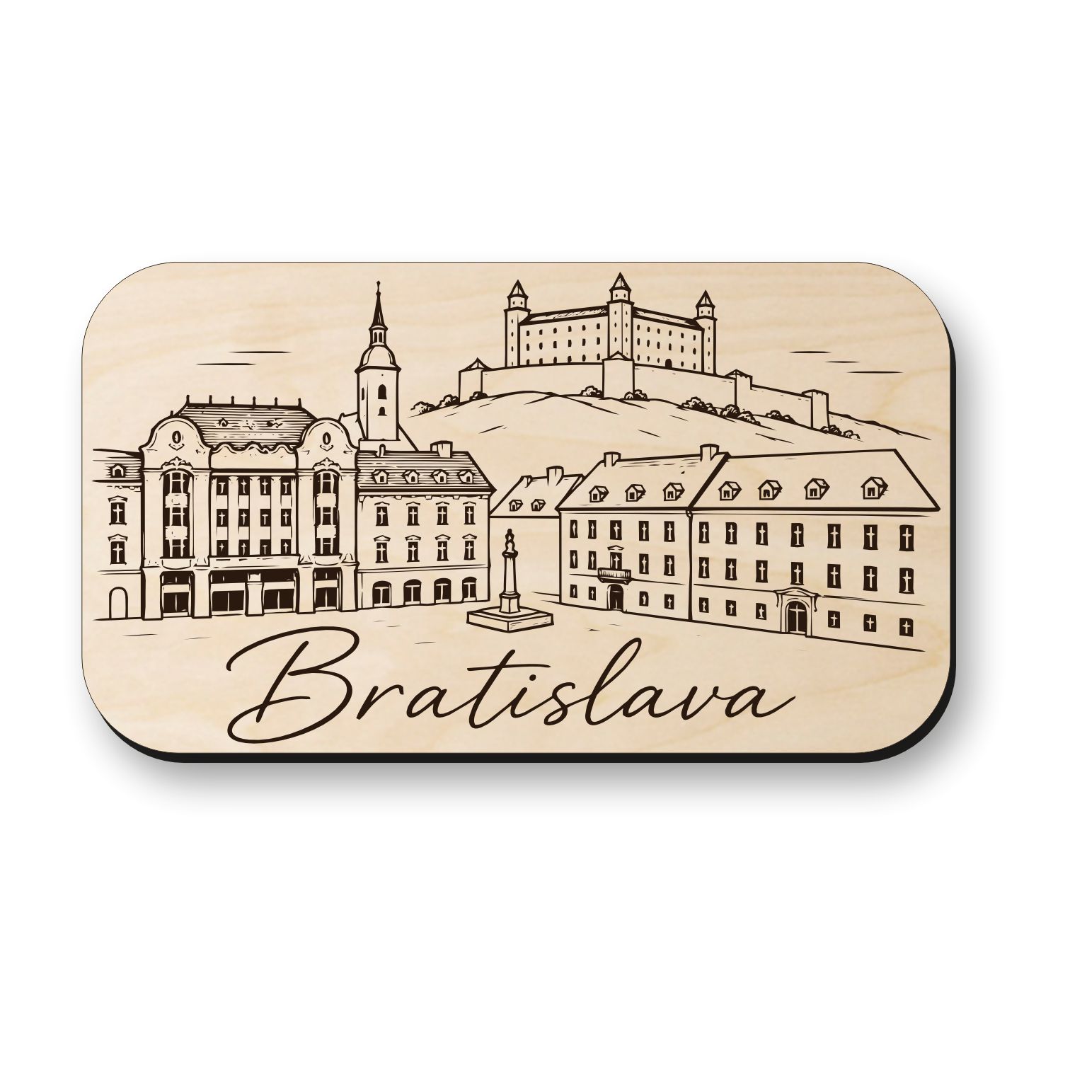 Dřevěná magnetka Bratislava - Staré Město a Bratislavský hrad