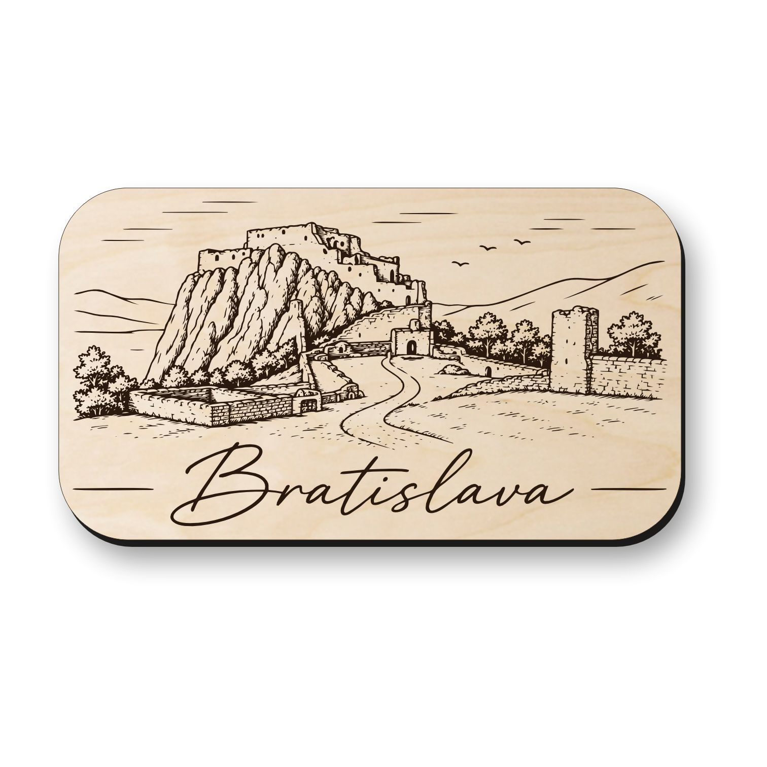 Dřevěná magnetka Bratislava - Děvínský hrad