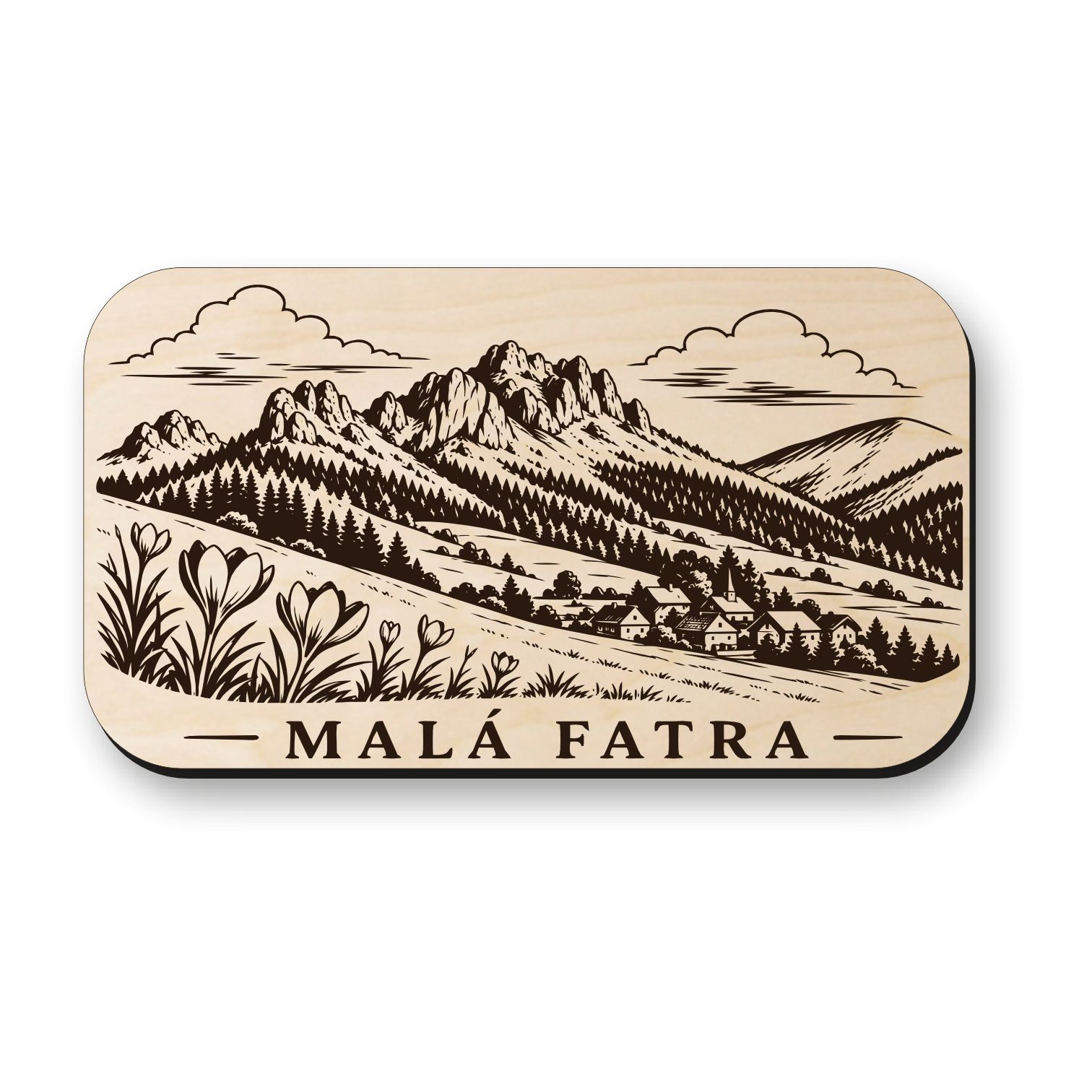 Dřevěná magnetka Malá Fatra - horská krajina Slovenska