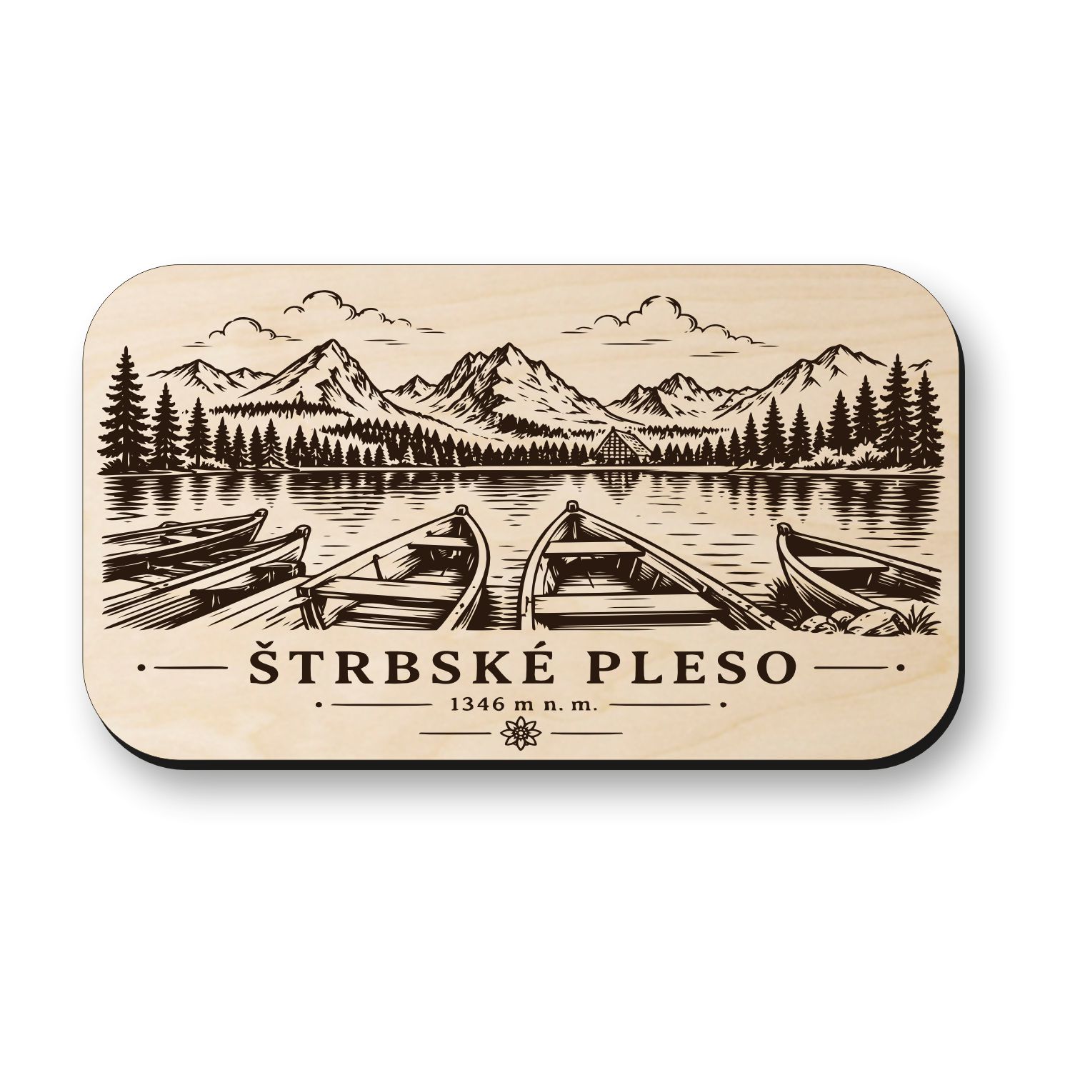 Dřevěná magnetka Štrbské pleso - Vysoké Tatry