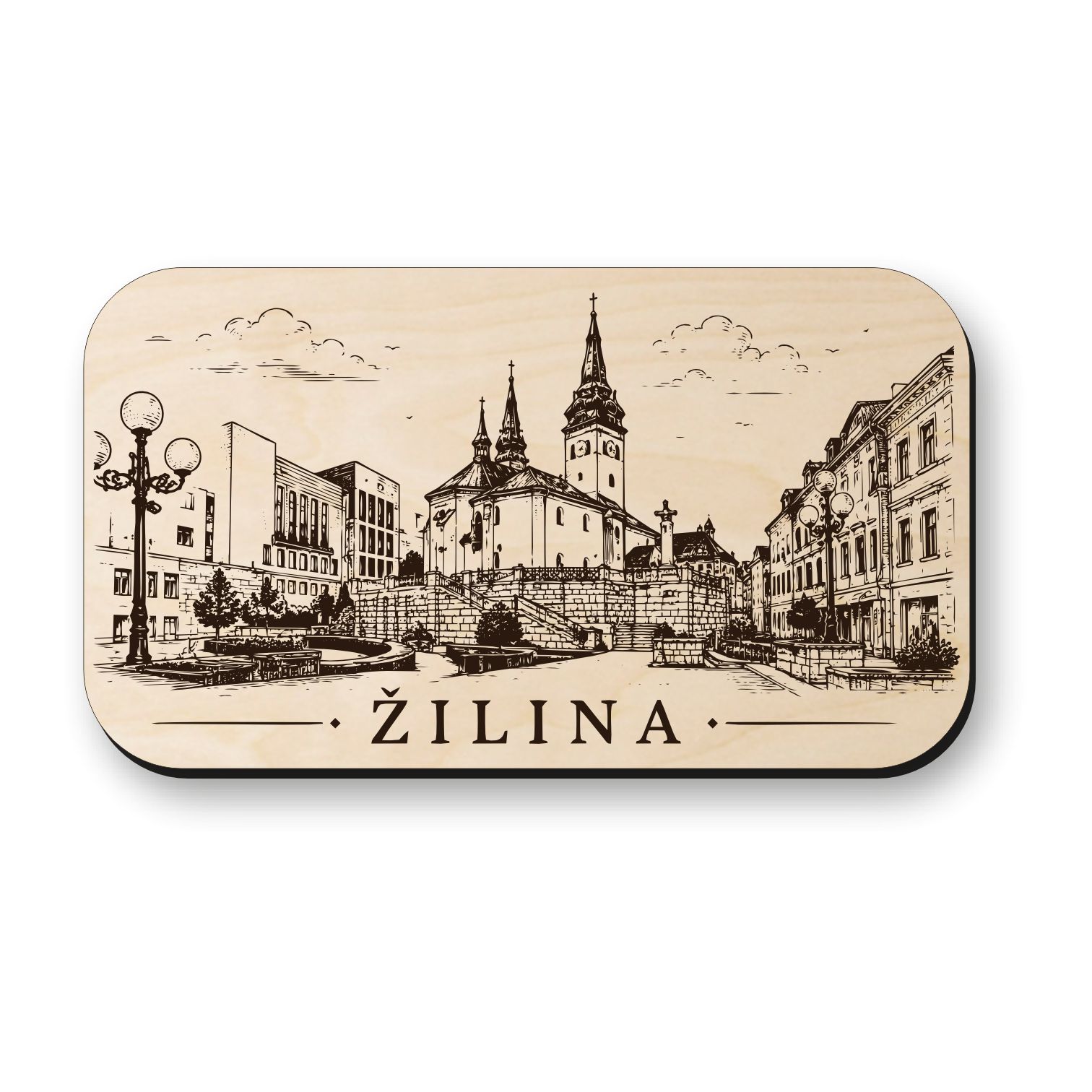 Dřevěná magnetka Žilina - Historické centrum