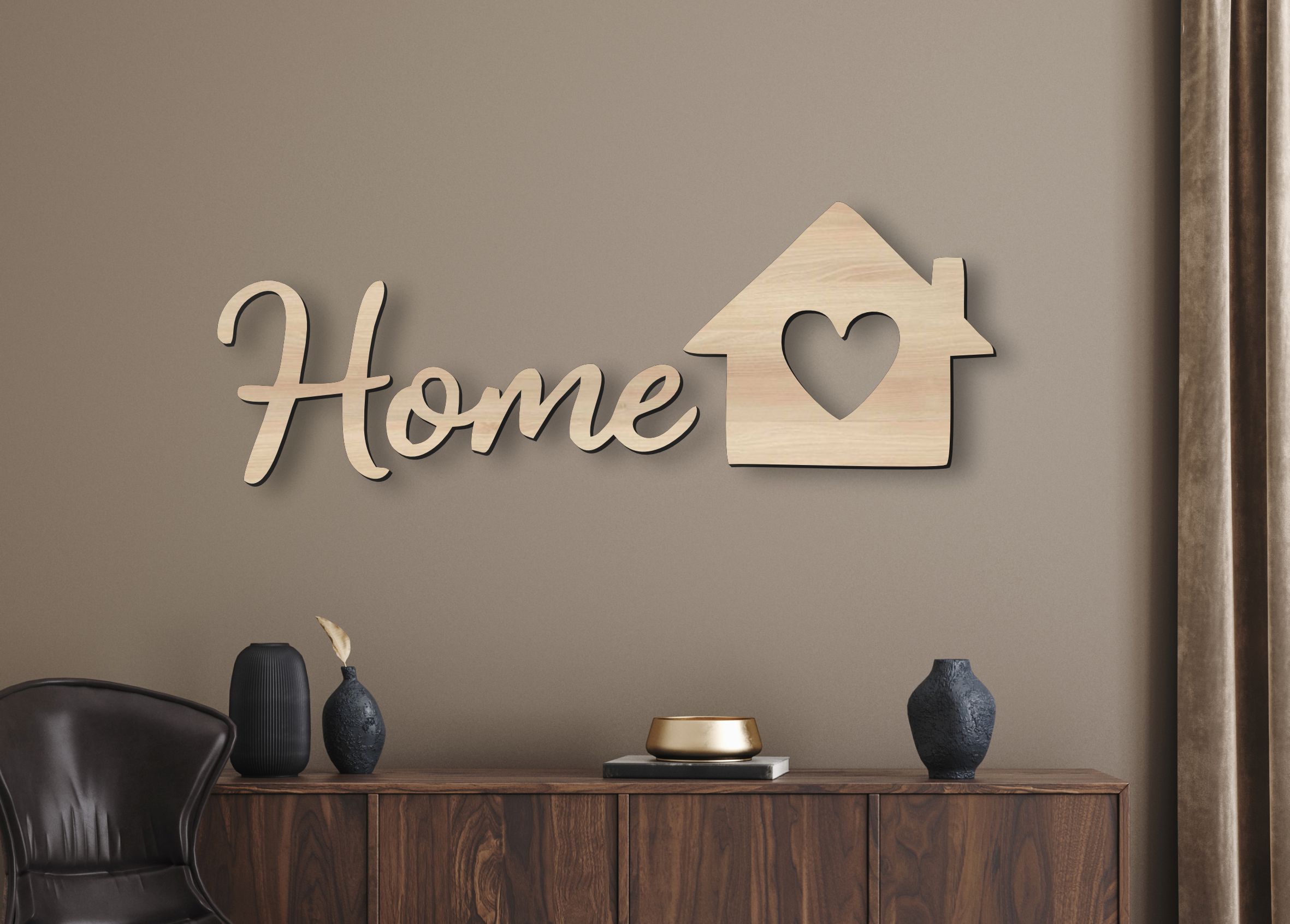 Dřevěný nápis na zeď – Home