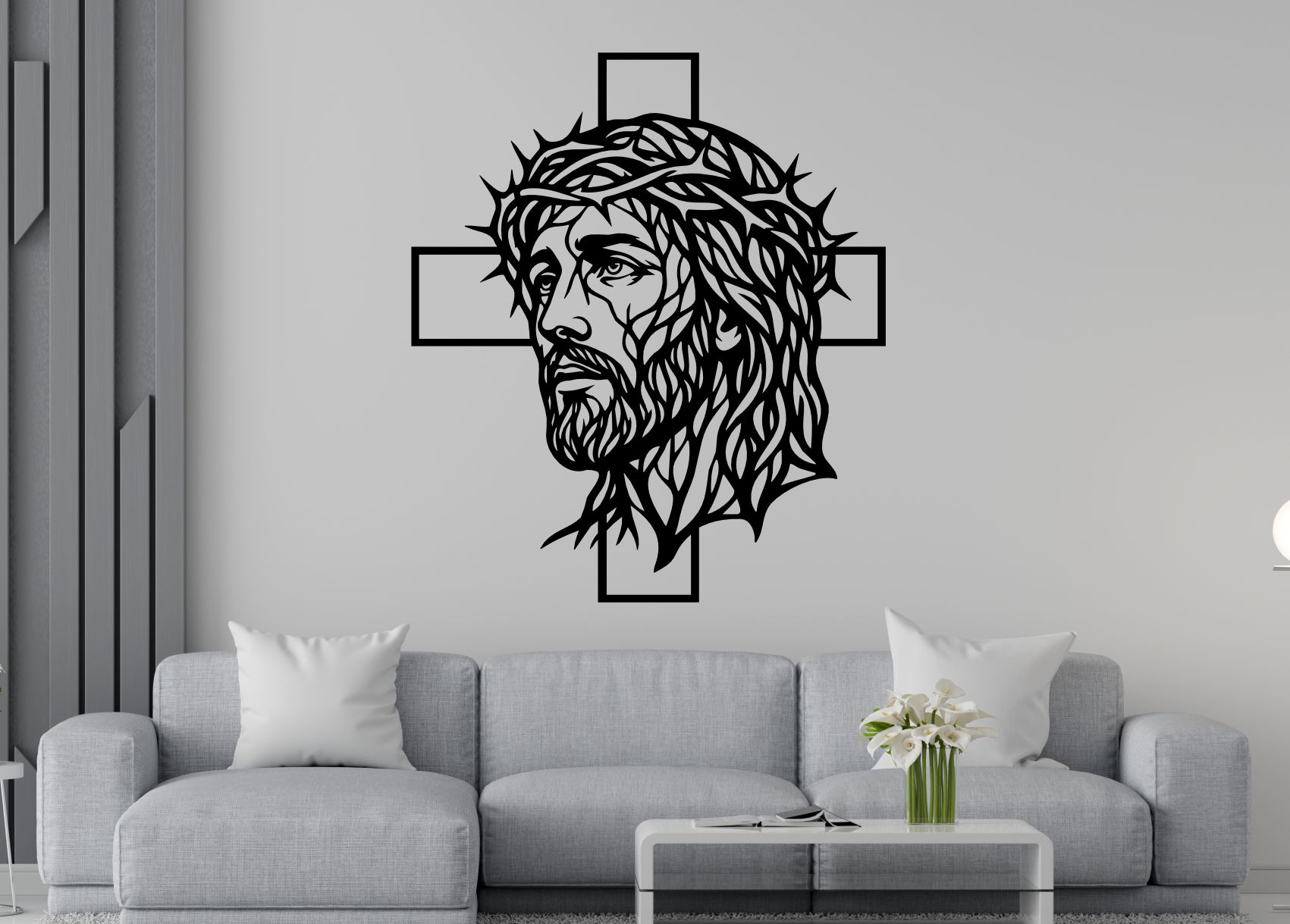 Dřevěný obraz na zeď - Hlava Ježíše s trnovou korunou