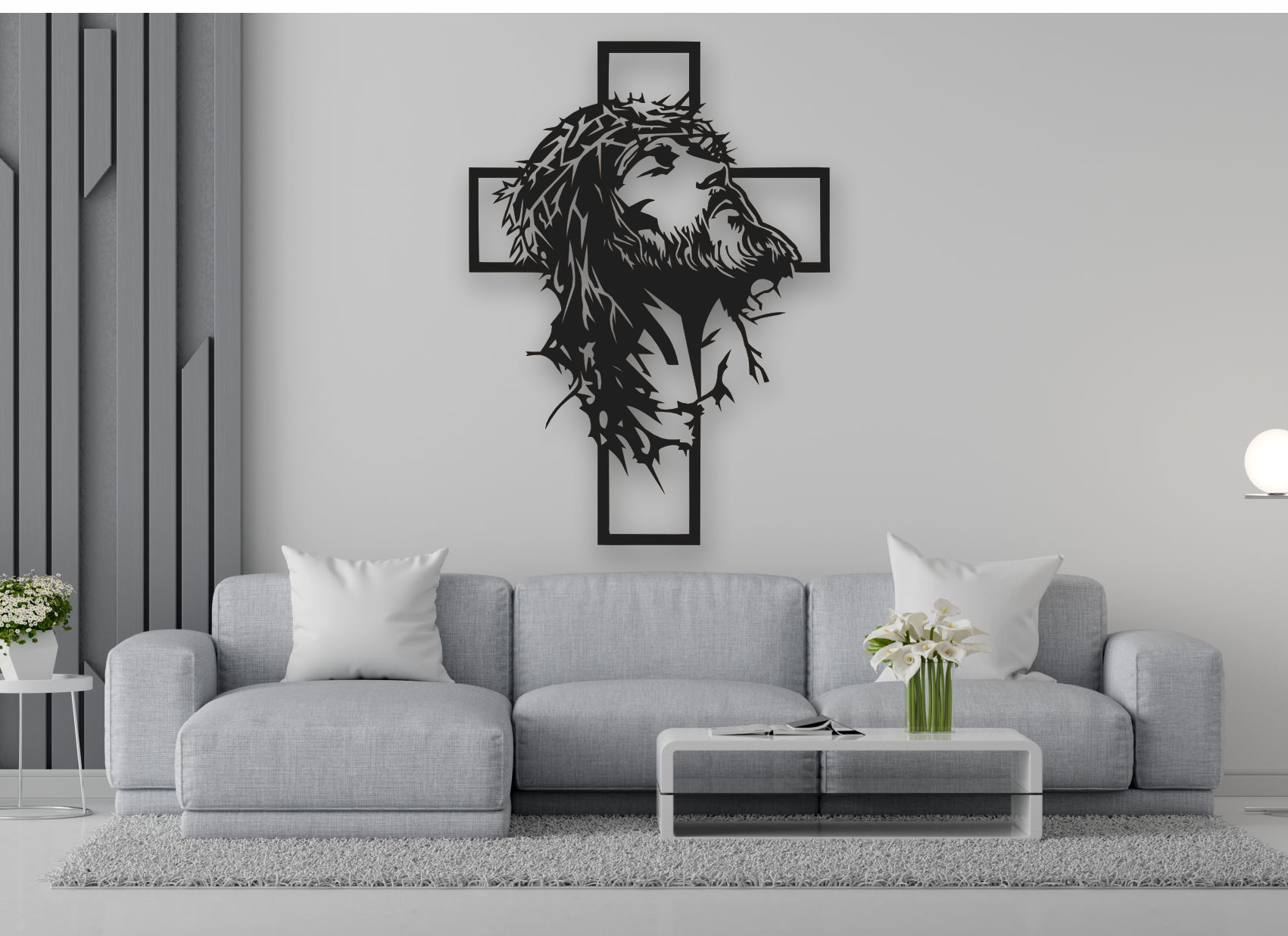 Dřevěný obraz na zeď - Ježíš na kříži pohled vzhůru