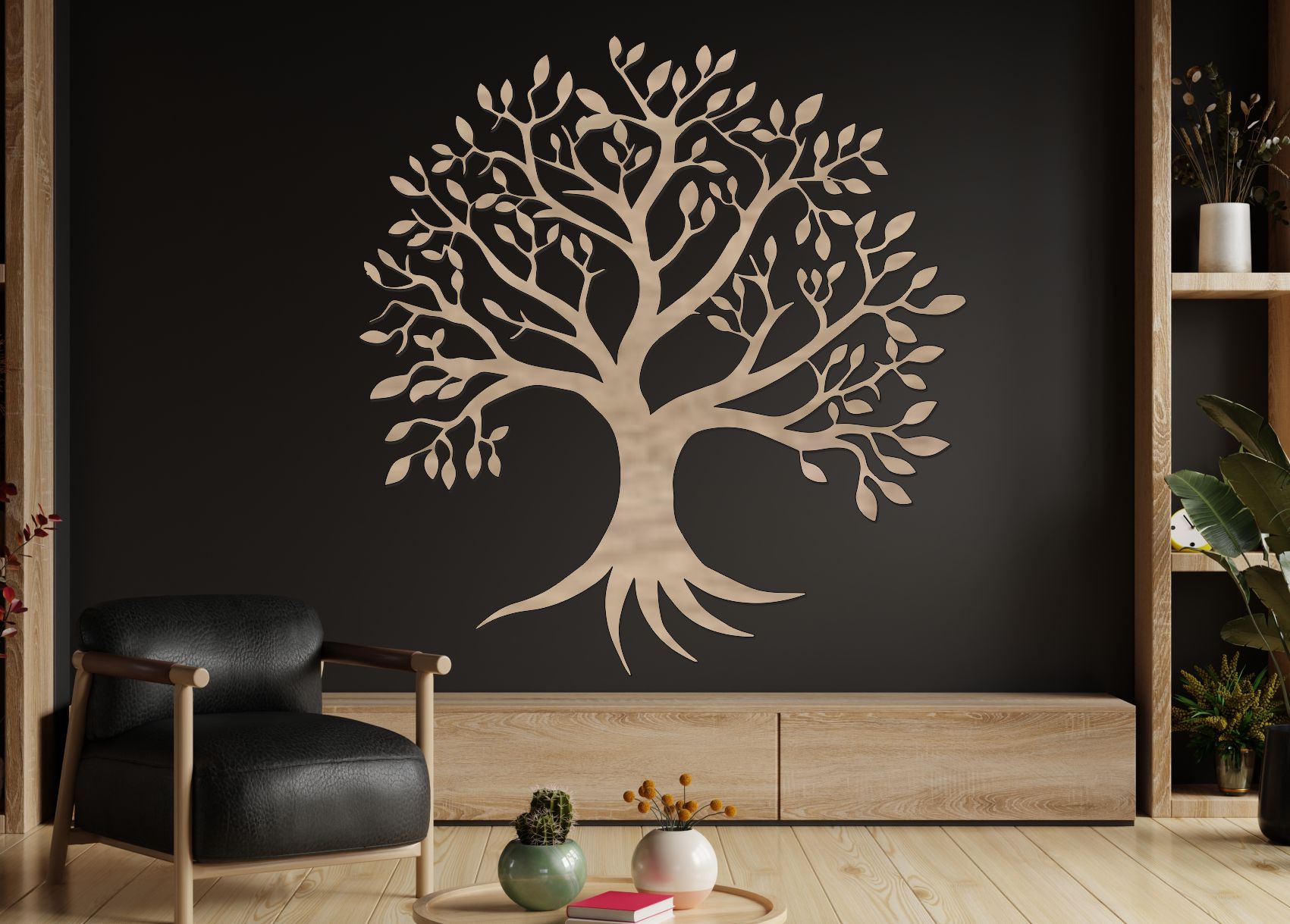 Dřevěný strom života na zeď – Síla kořenů
