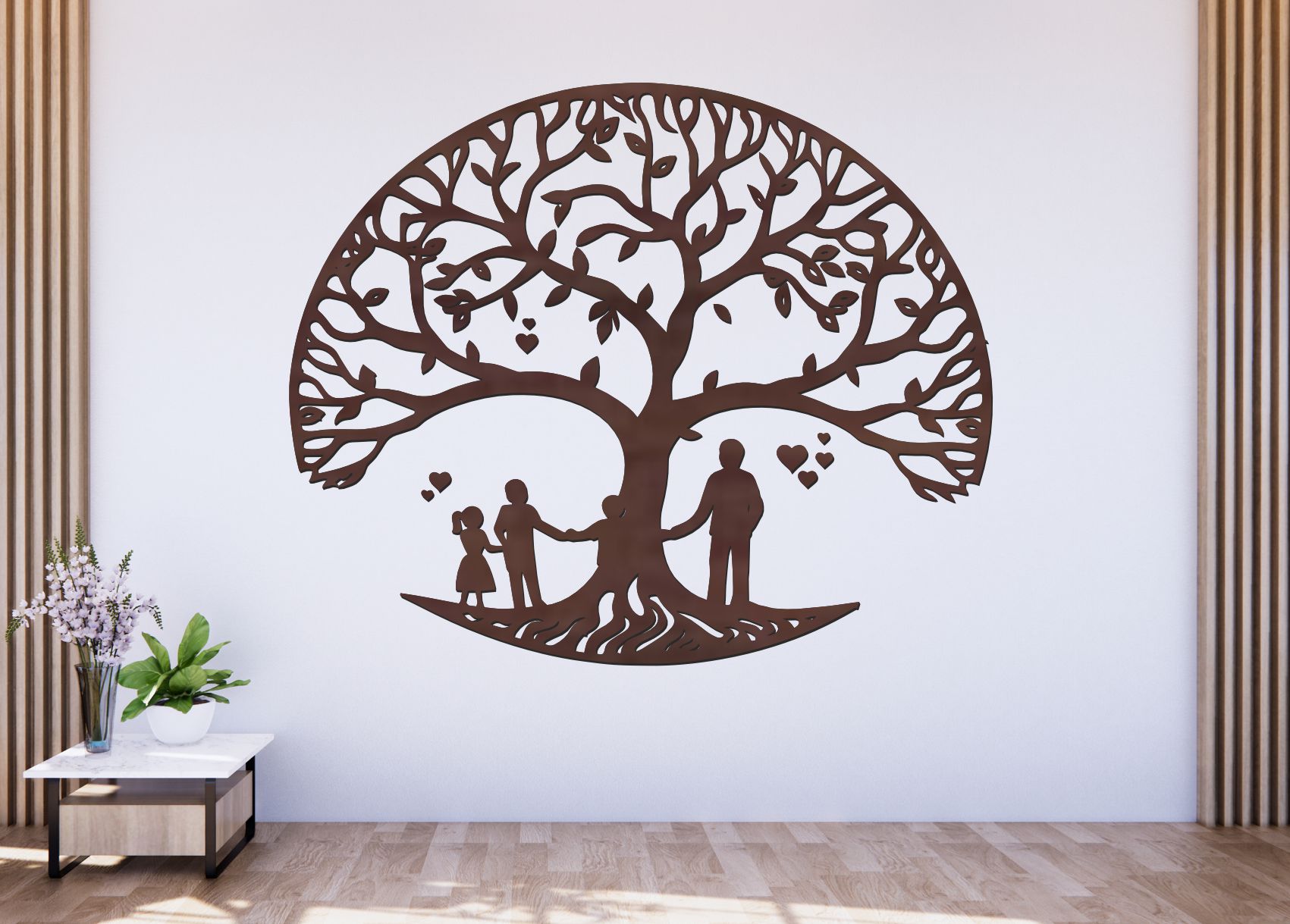 Dřevěný strom života na zeď – Rodinné pouto