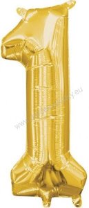 Balon fóliový zlatý číslo 1 - 80 cm