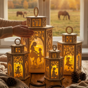 Dřevěná lucerna - Matka a dítě