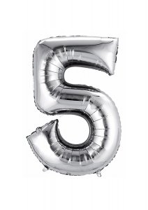 Balon fóliový stříbrný číslo 5 - 80 cm
