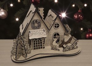 Dřevěný vánoční domeček