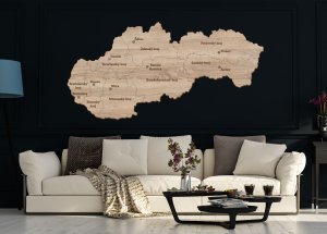 Dřevěná mapa Slovenska s kraji