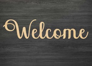Dřevěný nápis na zeď – Welcome