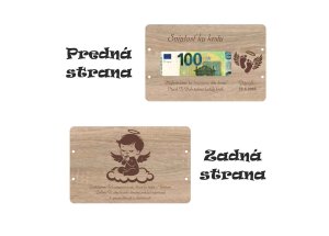 Dřevěná obálka na peníze pro kluka - Svátost ke křtu