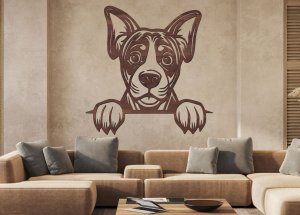 Dřevěný obraz – Pejsek u okraje