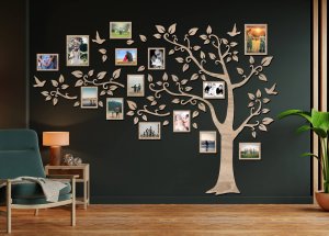 Dřevěný fotorámeček na zeď – Rodinný strom