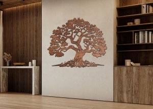 Dřevěný strom života Premium – ručně broušený & mořený