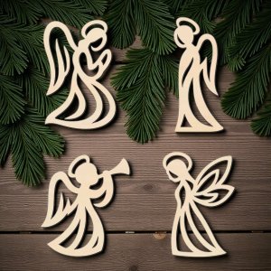 Dřevěná vánoční ozdoba – Andílci