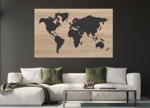 Dřevěná 3D mapa světa ze dvou vrstev