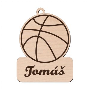 Dřevěná klíčenka - Basketbalový míč se jménem