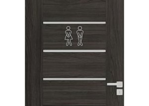 Dřevěná tabulka na WC - žena a muž