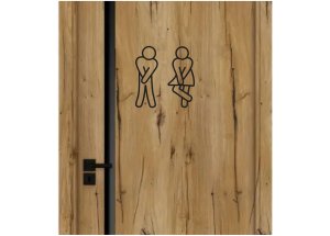 Dřevěná tabulka na WC - pánské a dámské označení