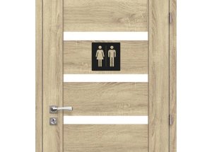 Dřevěná tabulka na WC - čtvercové označení žena a muž