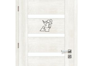 Dřevěná tabulka na WC - žena na toaletě