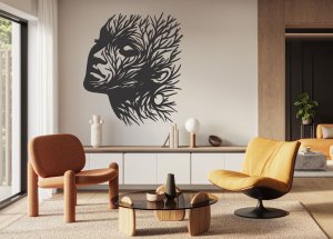 Dřevěný obraz na zeď – Silueta ženy v liniích