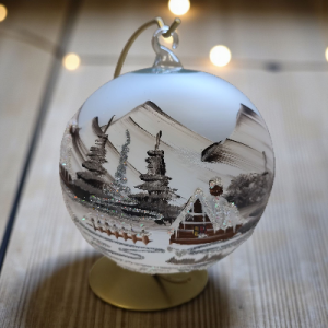 Skleněná  koule na svíčku - šedá, hnědá