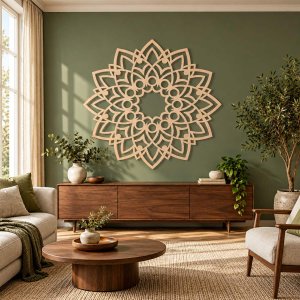 Dřevěná mandala na zeď - Lotus