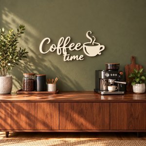 Dřevěný nápis na zeď – Coffee time
