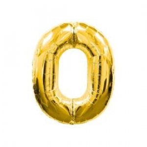Balon fóliový zlatý číslo 0 - 40 cm