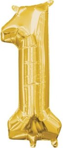 Balon fóliový zlatý číslo 1 - 106 cm