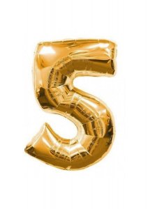 Balon fóliový zlatý číslo 5 - 40 cm